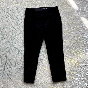 Lauren elastic waist side zipper straight black velvet ankle pants 14